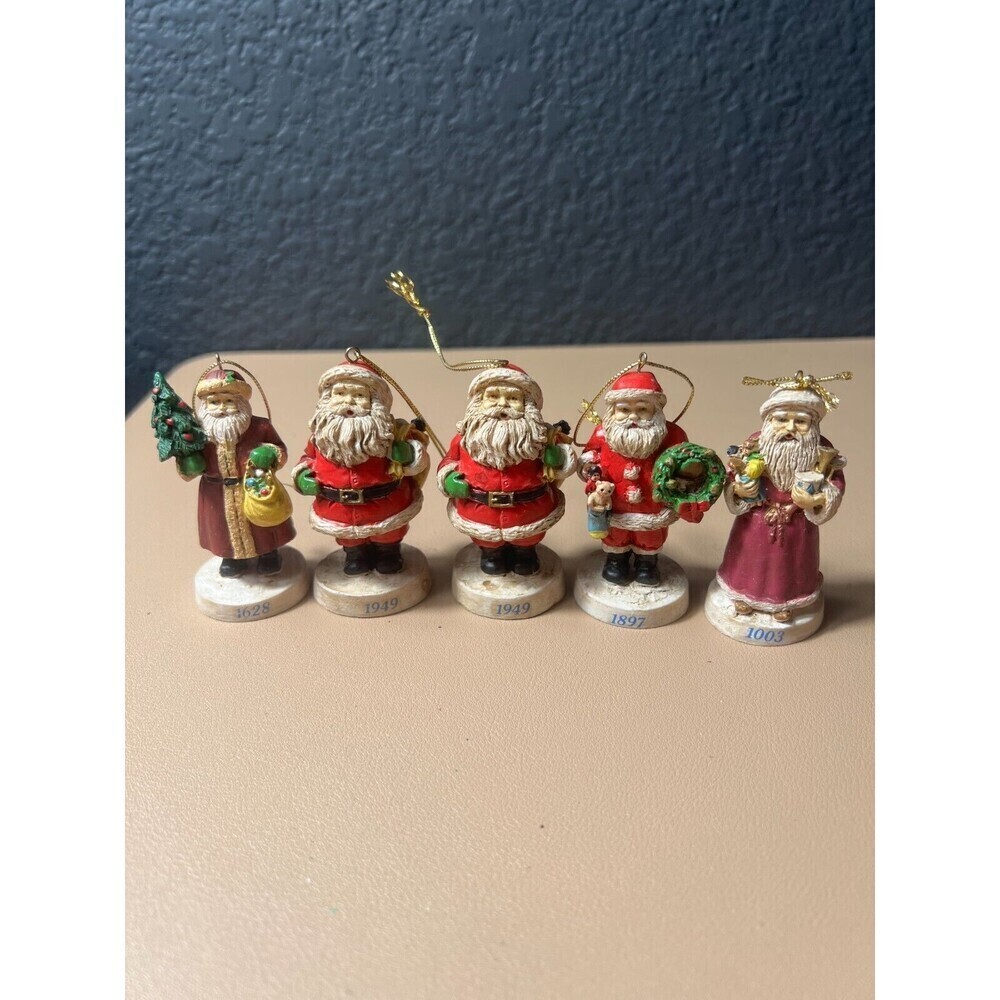 Lot of 5 Vintage Russ Berrie Santa Through the Ages Holiday Figurines Decor